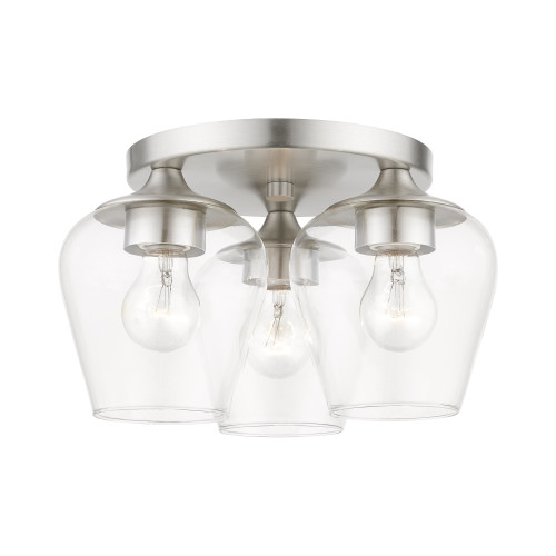 LIVEX LIGHTING 46723-91 3 Light Brushed Nickel Flush Mount