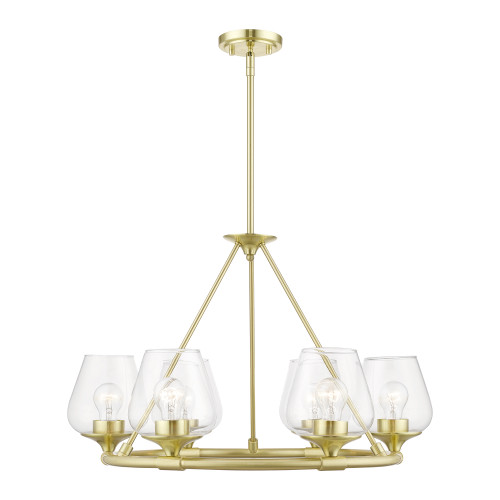 LIVEX LIGHTING 46726-12 6 Light Satin Brass Chandelier