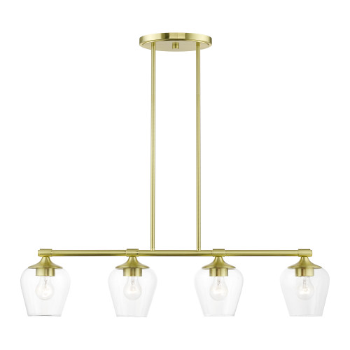 LIVEX LIGHTING 46724-12 4 Light Satin Brass Linear Chandelier