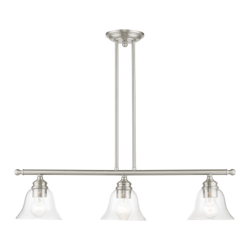 LIVEX LIGHTING 46487-91 3 Light Brushed Nickel Linear Chandelier LIVEX LIGHTING 46487-91 3 Light Brushed Nickel Linear Chandelier
