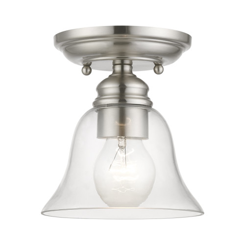 LIVEX LIGHTING 46481-91 1 Light Brushed Nickel Small Semi-Flush