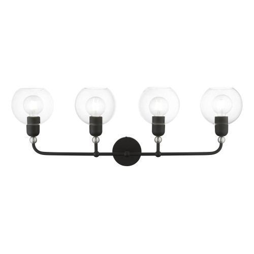 LIVEX LIGHTING 16975-04 4 Light Black with Brushed Nickel Accents Large Sphere Vanity Sconce