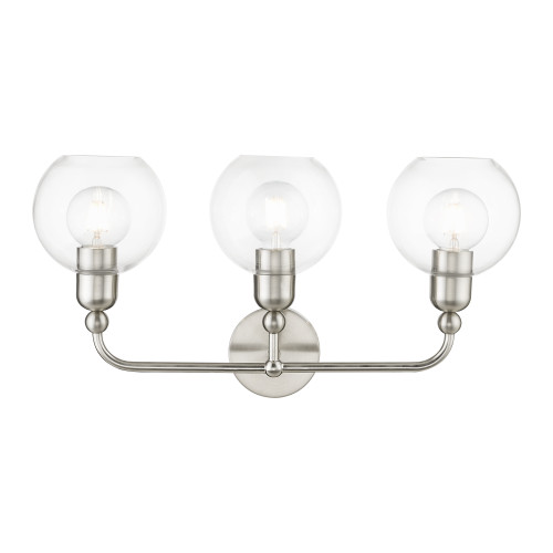 LIVEX LIGHTING 16973-91 3 Light Brushed Nickel Sphere Vanity Sconce