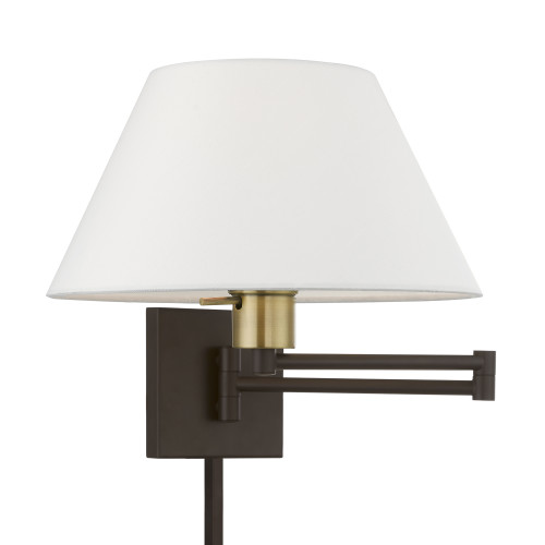 LIVEX LIGHTING 40039-07 1 Light Bronze with Antique Brass Accent Swing Arm Wall Lamp LIVEX LIGHTING 40039-07 1 Light Bronze with Antique Brass Accent Swing Arm Wall Lamp