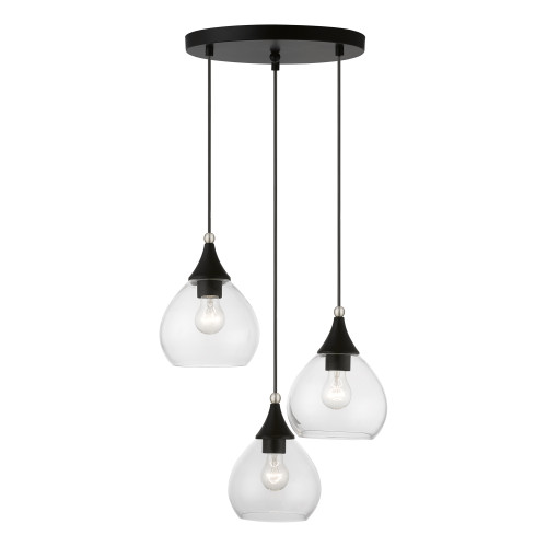 LIVEX LIGHTING 46503-04 3 Light Black with Brushed Nickel Accents Multi Pendant