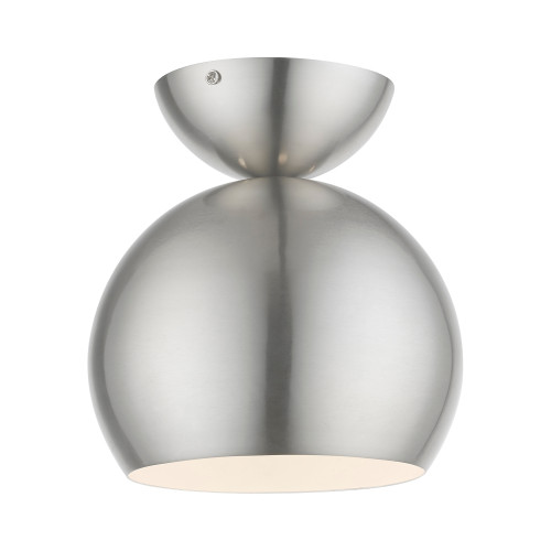 LIVEX LIGHTING 45487-91 1 Light Brushed Nickel Globe Semi-Flush