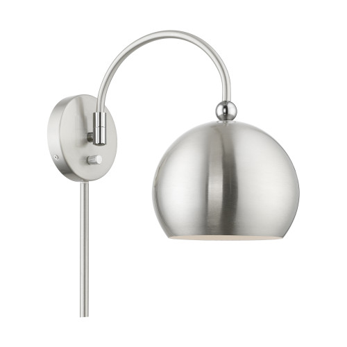 LIVEX LIGHTING 45489-91 1 Light Brushed Nickel with Polished Chrome Accents Swing Arm Wall Lamp
