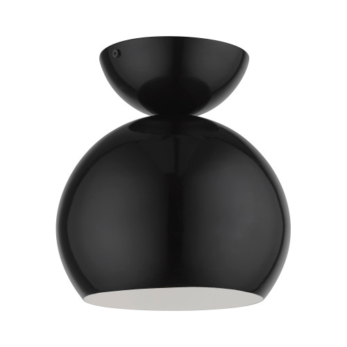 LIVEX LIGHTING 45487-68 1 Light Shiny Black Globe Semi-Flush