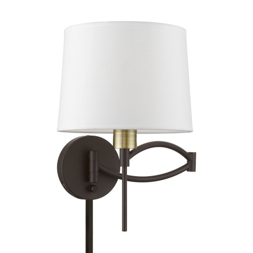 LIVEX LIGHTING 40044-07 1 Light Bronze with Antique Brass Accent Swing Arm Wall Lamp LIVEX LIGHTING 40044-07 1 Light Bronze with Antique Brass Accent Swing Arm Wall Lamp