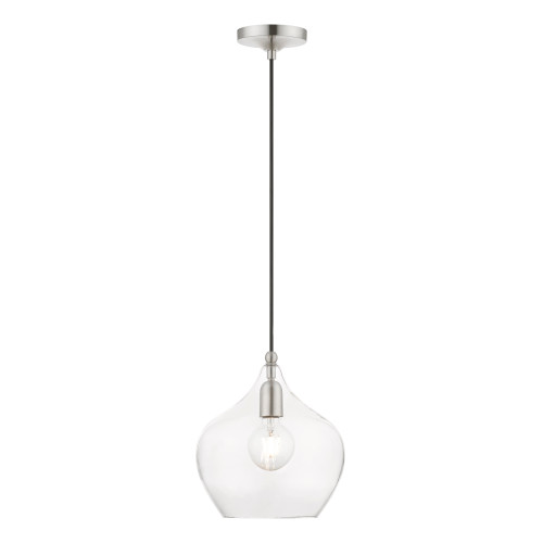 LIVEX LIGHTING 49093-91 1 Light Brushed Nickel Pendant