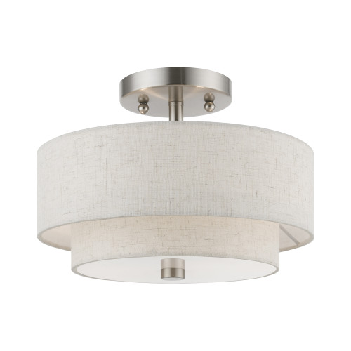 LIVEX LIGHTING 51082-91 2 Light Brushed Nickel Semi-Flush