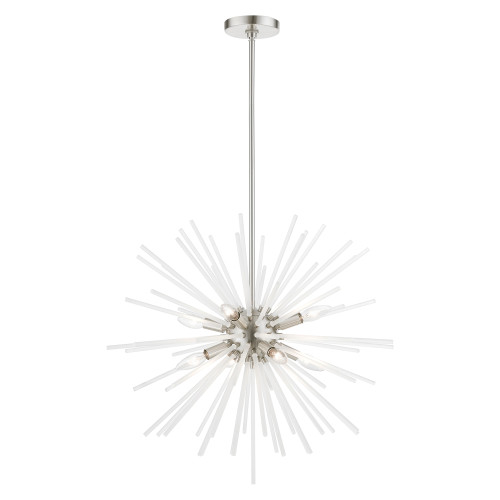 LIVEX LIGHTING 48826-91 8 Light Brushed Nickel Pendant Chandelier