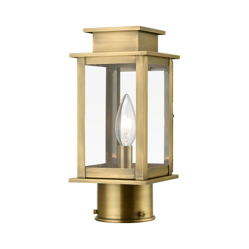 LIVEX LIGHTING 20201-01 1 Light Antique Brass Outdoor Mini Post Top Lantern