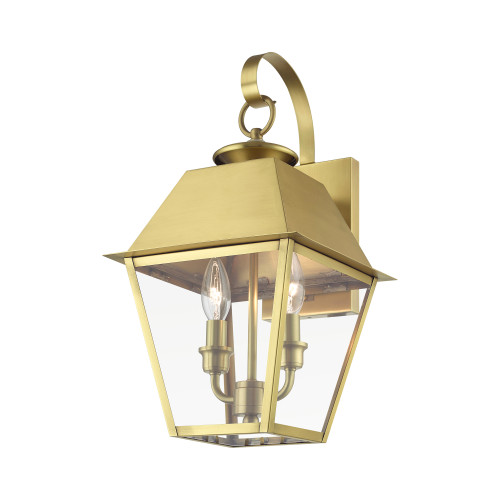 LIVEX LIGHTING 27215-08 2 Light Natural Brass Outdoor Medium Wall Lantern