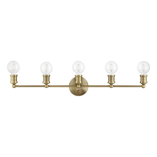 LIVEX LIGHTING 14425-01 5 Light Antique Brass ADA Large Vanity Sconce