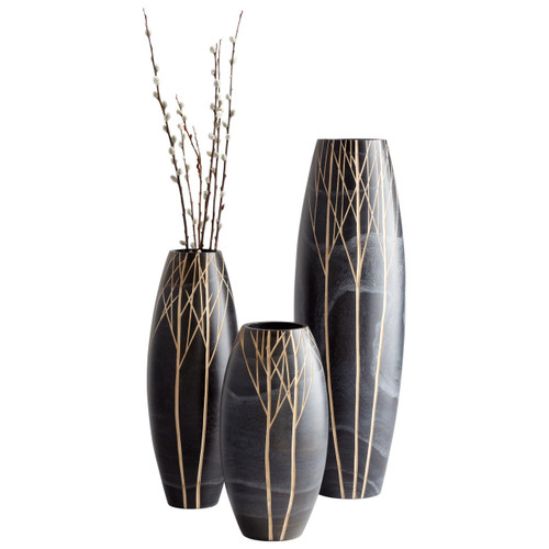 CYAN DESIGN 06025 Medium Onyx Winter Vase, Black