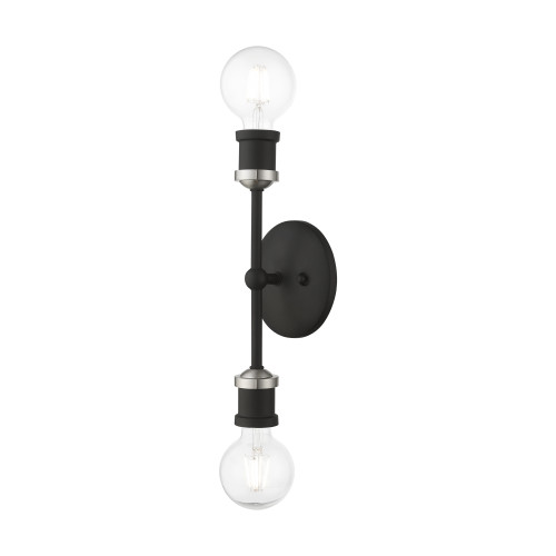 LIVEX LIGHTING 14422-04 2 Light Black with Brushed Nickel Accents ADA Vanity Sconce LIVEX LIGHTING 14422-04 2 Light Black with Brushed Nickel Accents ADA Vanity Sconce
