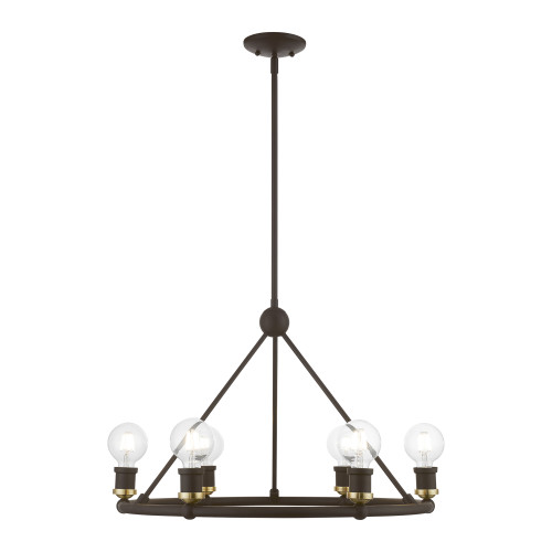 LIVEX LIGHTING 47166-07 6 Light Bronze with Antique Brass Accents Chandelier