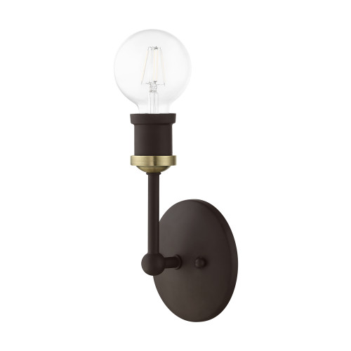 LIVEX LIGHTING 14429-07 1 Light Bronze with Antique Brass Accents ADA Vanity Sconce