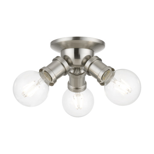LIVEX LIGHTING 47169-91 3 Light Brushed Nickel Flush Mount