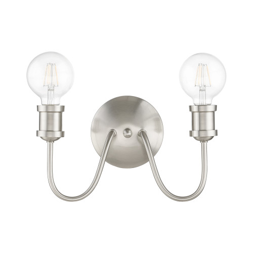 LIVEX LIGHTING 16572-91 2 Light Brushed Nickel Vanity Sconce