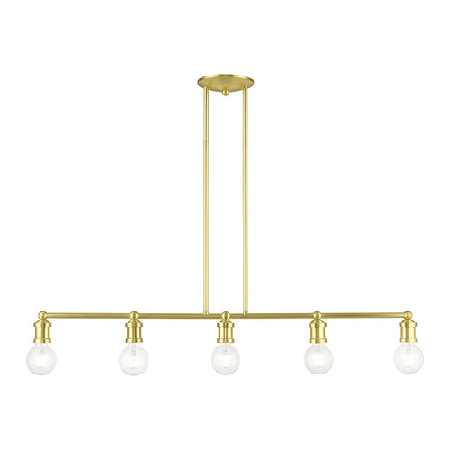 LIVEX LIGHTING 47165-12 5 Light Satin Brass Large Linear Chandelier LIVEX LIGHTING 47165-12 5 Light Satin Brass Large Linear Chandelier