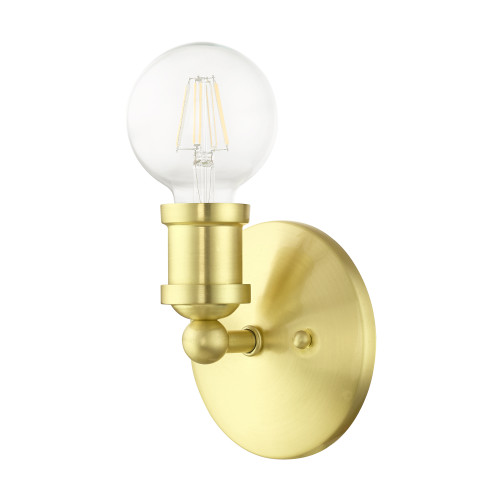 LIVEX LIGHTING 14420-12 1 Light Satin Brass ADA Single Vanity Sconce