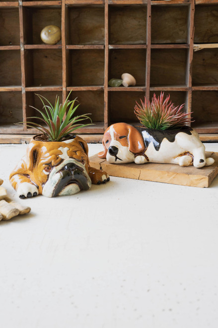 KALALOU CDV2139 CERAMIC BULLDOG PLANTER