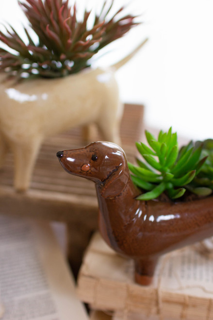 KALALOU CDV2172 SET OF FIVE CERAMIC DOG PLANTERS