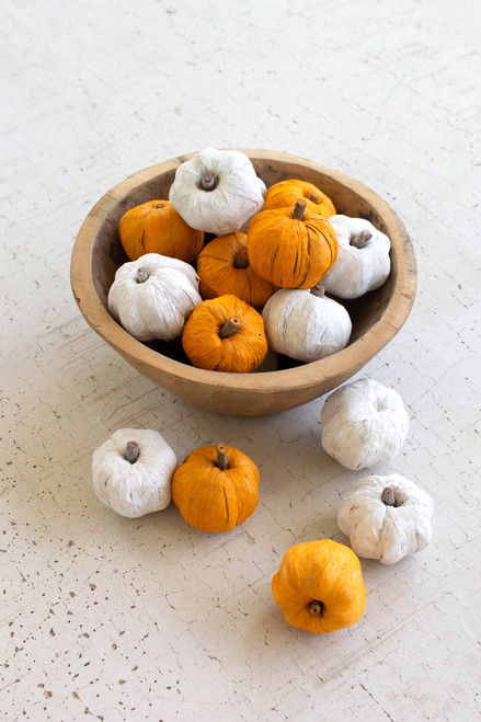 KALALOU NSBE1025 BAG OF FIFTEEN DRIED ORANGE MINIATURE PUMPKINS - WHITE