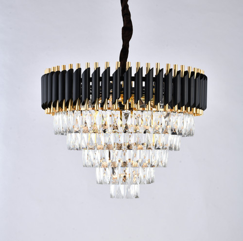 BETHEL INTERNATIONAL GL410C20B 40-Light Chandelier, Black & Gold