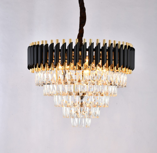 BETHEL INTERNATIONAL GL411C24B 40-Light Chandelier, Black & Gold