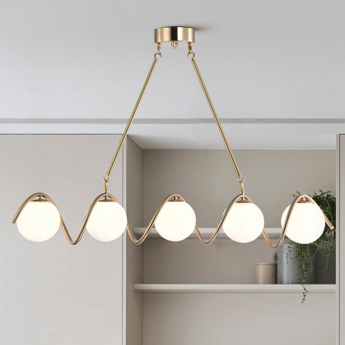 WAREHOUSE OF TIFFANY'S FD10033/5BS Dazzle 36 in. 5-Light Indoor Brass Finish Chandelier with Light Kit
