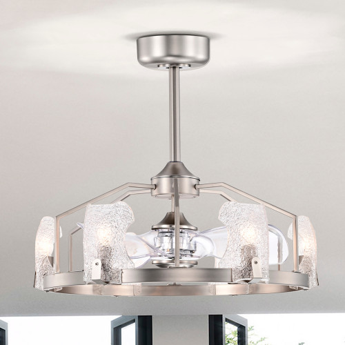 WAREHOUSE OF TIFFANY'S DL01P13SN Luciala 28 in. 6-Light Indoor Satin Silver Finish Ceiling Fan with Light Kit