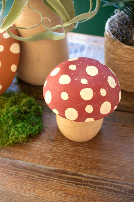 KALALOU H4279 Set Of Two Clay Mushroom Canisters
