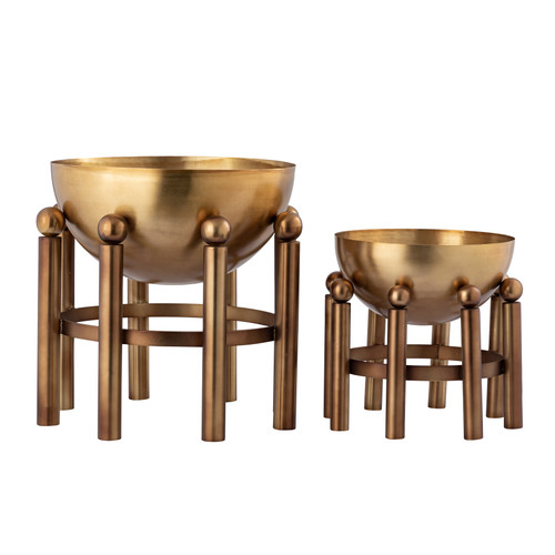 ELK HOME H0897-10936 Piston Footed Planter - Large Aged Brass