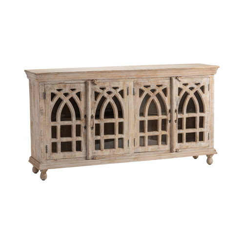 CRESTVIEW COLLECTION CVFNR320 BENGAL MANOR LIGHT MANGO WOOD CATHEDRAL DESIGN 4 DOOR SIDEBOARD