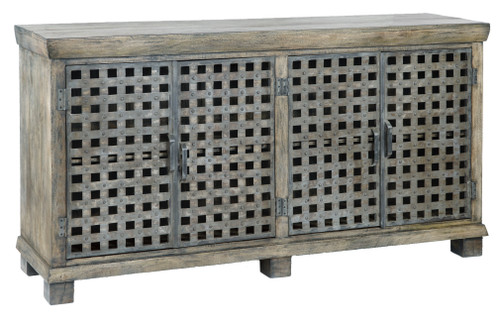 CRESTVIEW COLLECTION CVFNR317 Bengal Manor Metal Lattice Work and Mango Wood Sideboard