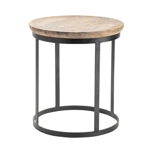 CRESTVIEW COLLECTION CVFNR465 Bengal Manor Mango Wood and Metal Round End Table