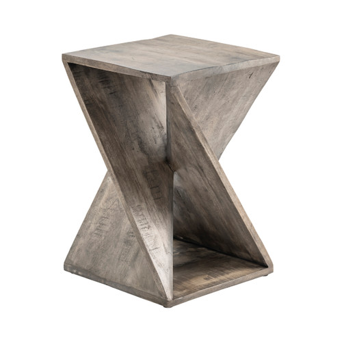 CRESTVIEW COLLECTION CVFNR708 Bengal Manor Mango Wood Grey Twist Square End Table