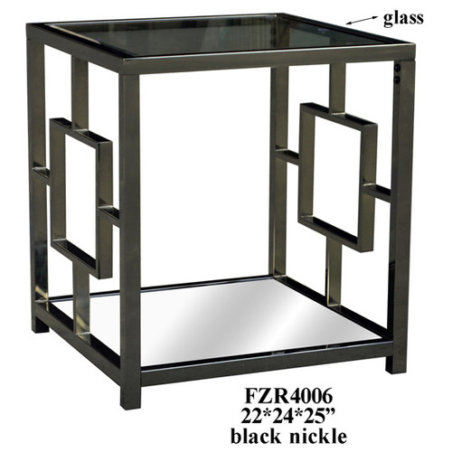 CRESTVIEW COLLECTION CVFZR4006 Bentley Chrome Rectangle Design End Table with Beveled Mirror Top