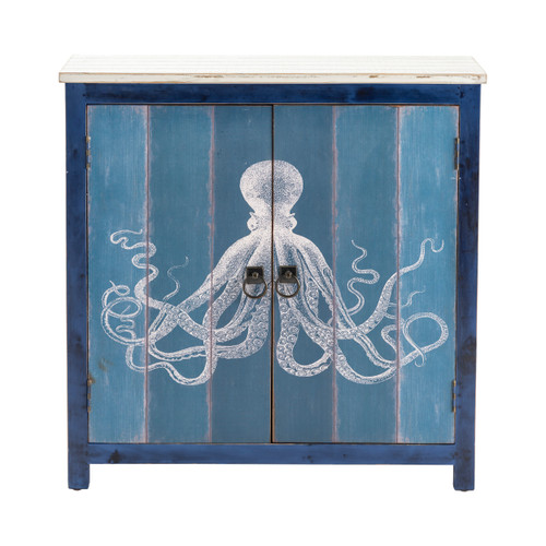 CRESTVIEW COLLECTION CVFZR3534 Ocotopus 2 Door Deep Blue Cabinet
