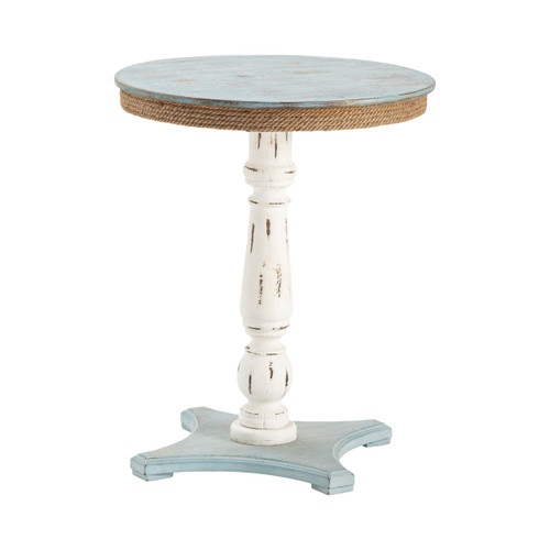 CRESTVIEW COLLECTION CVFZR1709 Sea Isle Two Tone Rustic Coastal Wood and Rope Apron Accent Table