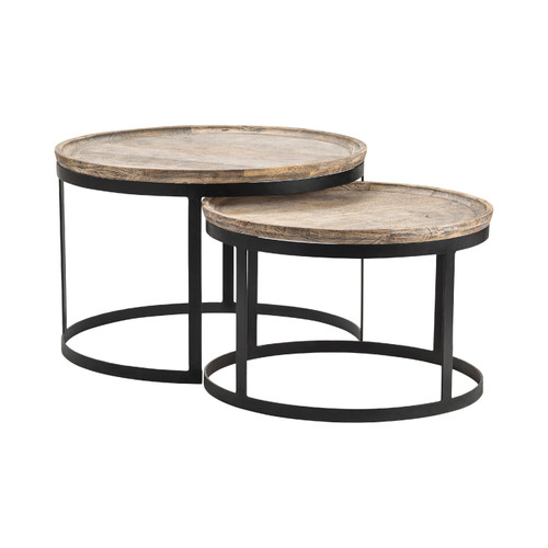 CRESTVIEW COLLECTION CVFNR464 Bengal Manor Mango Wood and Metal Round Cocktail Tables