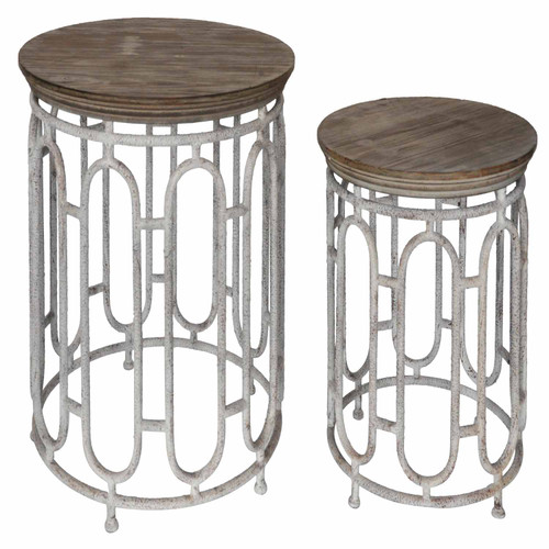 CRESTVIEW COLLECTION CVFZR2275 Allyson Textured Metal and Wood Set of Tables