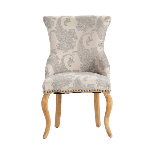 CRESTVIEW COLLECTION CVFZR4520 Danielle Paisley Upholstered Accent Chair with Distressed Wood Legs