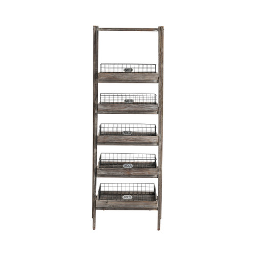 CRESTVIEW COLLECTION CVFZR3587 Hastings 5 Tier Charcoal Grey Angled Etagere with Removable Metal Baskets
