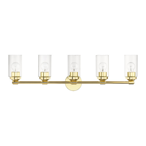 LIVEX LIGHTING 18085-02 5 Light Polished Brass Large Vanity Sconce