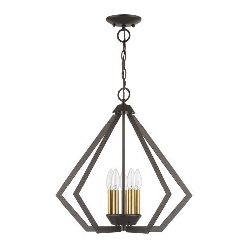 LIVEX LIGHTING 40925-92 5 Light English Bronze Chandelier with Antique Brass Finish Accents