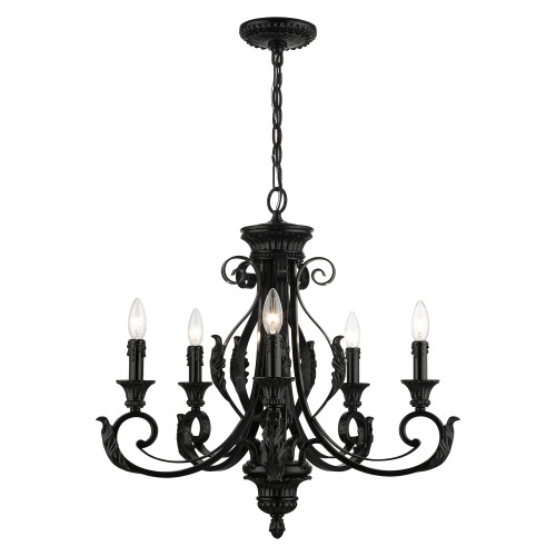LIVEX LIGHTING 49065-68 5 Light Shiny Black Chandelier